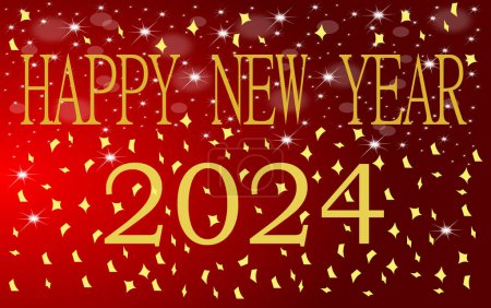 Photo for Happy New Year 2024 congratulations card red - illustration - Royalty Free Image