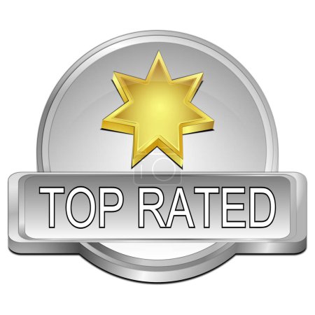 Top Rated Button silver gold - 3D illustration