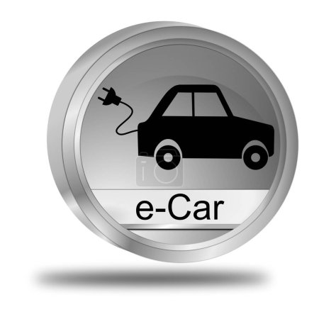 e-Car Button silver - 3D illustration
