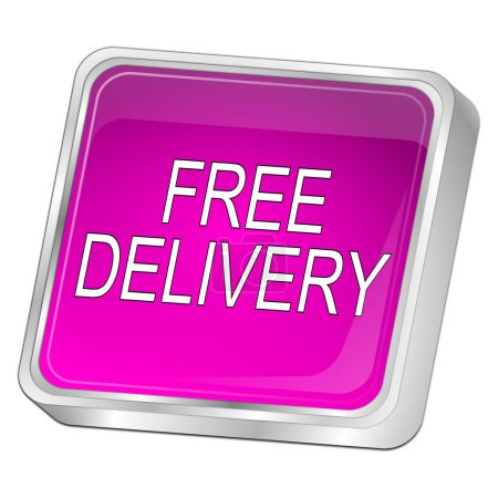 free Delivery Button purple - 3D illustration