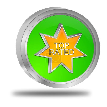 Top Rated Button green orange - 3D illustration