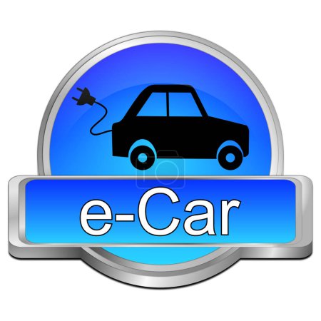 e-Car-Taste blau - 3D-Illustration