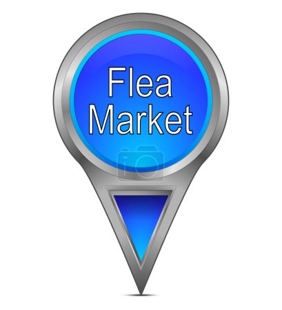 Map pointer with Flea Market blue  illustration