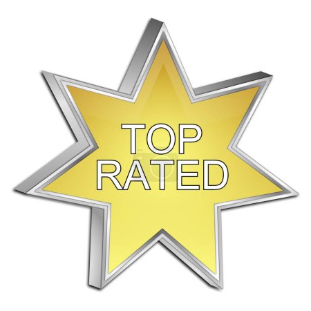 Top Rated Star Button gold - 3D illustration