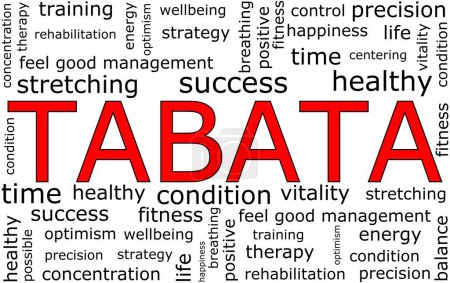 Tabata wordcloud red on white background - illustration
