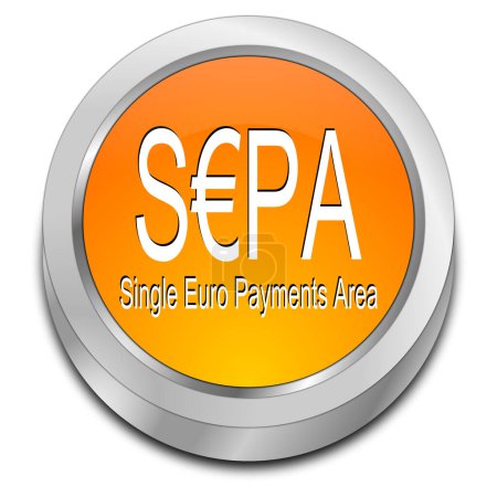 SEPA - Botón Zona Única de Pagos en Euros naranja - Ilustración 3D