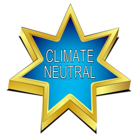 Climate neutral star Button blue - 3D illustration