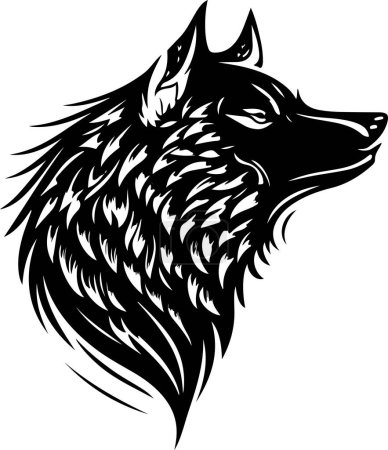 Illustration for Vector illustration of wolf head with ornament. Vector illustration - Royalty Free Image