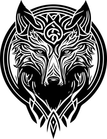Ilustración de Ilustración vectorial de cabeza de lobo con adorno. Ilustración vectorial - Imagen libre de derechos