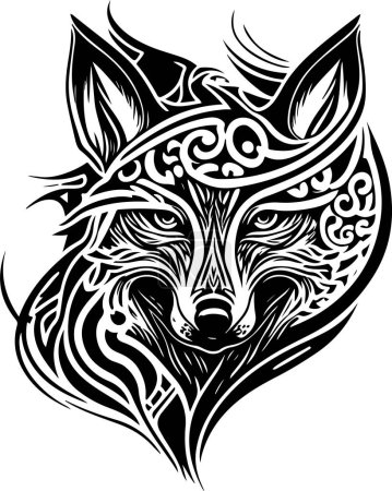 Ilustración de Ilustración vectorial de cabeza de lobo con adorno. Ilustración vectorial - Imagen libre de derechos
