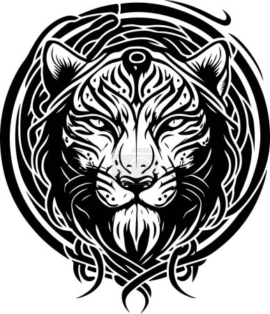Téléchargez les illustrations : Vector illustration of tiger head with ornament. Vector illustration - en licence libre de droit