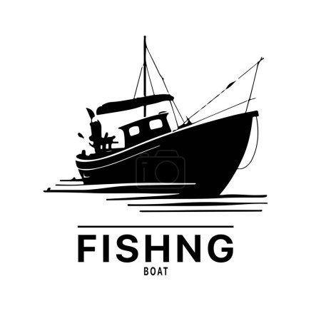 Téléchargez les illustrations : Fishing boat logo design image for Sea transportation and barge boat logo vector - en licence libre de droit