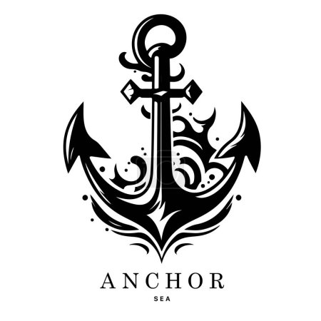 Illustration for Marine emblems logo with anchor and rope, anchor logo - vector - Royalty Free Image