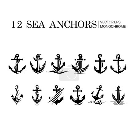 Illustration for Set Bundle of Anchor Ship Yacht Badge Vector Logo, Illustration of Water Transportation Concept - Royalty Free Image