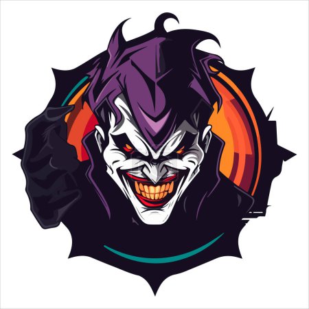 Illustration for Clown E-Sport vector mascot logo design with modern illustration concept style for badge. smile clown illustration for sport and esport team. - Royalty Free Image