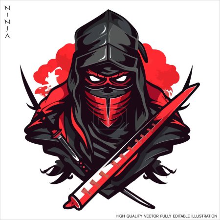 Ninja mascot logo vector template, Creative Ninja emblem design concepts. Fully editable Vector illustration