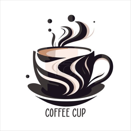 Illustration for Coffee shop logo template, natural abstract coffee cup with steam, coffee house emblem, creative cafe logotype, modern trendy symbol design vector illustration isolated on white background sign - Royalty Free Image