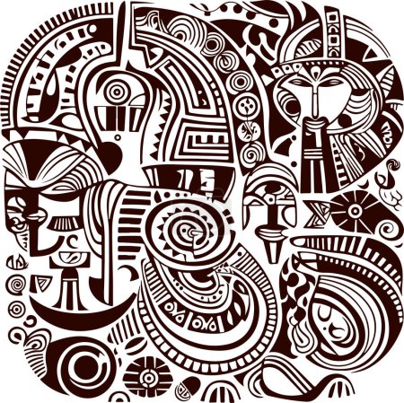 Illustration for Abstract pattern in native African style. Vector illustration. Traditional African abstract painting. - Royalty Free Image