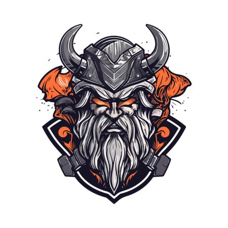 Diseño del logo vikingo. Ilustración del logotipo de la mascota del equipo deportivo. Eps10 vector.