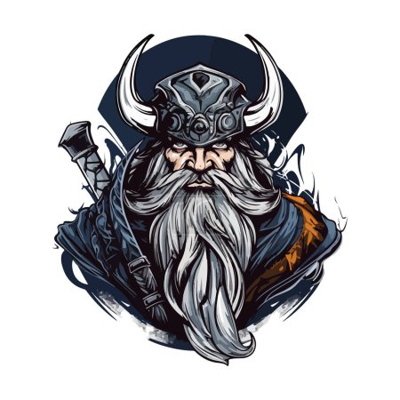 Illustration for Viking logo design. Sport team mascot logotype illustration. Eps10 vector. - Royalty Free Image