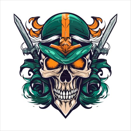 Illustration for Skull emblem vector logo. Agressive human skull. - Royalty Free Image