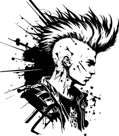 Illustration for Man with guitar. Rock Star. Punk. Musician artist vector illustration. - Royalty Free Image