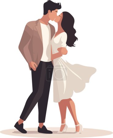 Love couples dating, hugging, walking. Men and women in romantic relationship, embracing, standing during rendezvous. Flat vector illustrations isolated on white background