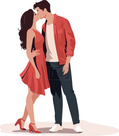 Illustration for Love couples dating, hugging, walking. Men and women in romantic relationship, embracing, standing during rendezvous. Flat vector illustrations isolated on white background - Royalty Free Image