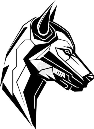 Ilustración de A dog with a robotic head. Cyber dog head logo template. - Imagen libre de derechos