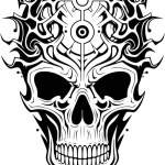 A skull with a pattern on it. Ornamental skull illustration for print.