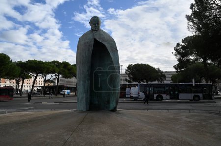 Photo for Statue of Pope John Paul II by sculptor Oliviero Rainaldi in front of Termini station in Rome - Royalty Free Image