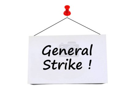 Photo for General Strike written on a pin board on a white background - Royalty Free Image