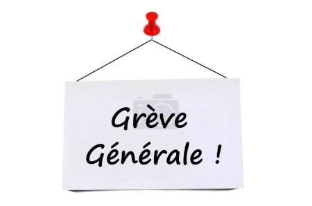 Photo for General Strike written in french on a pin board on a white background - Royalty Free Image
