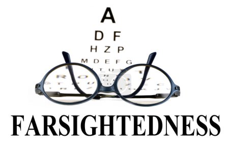 Téléchargez les photos : Hyperopia concept with blurred Monoyer eye chart and glasses - en image libre de droit
