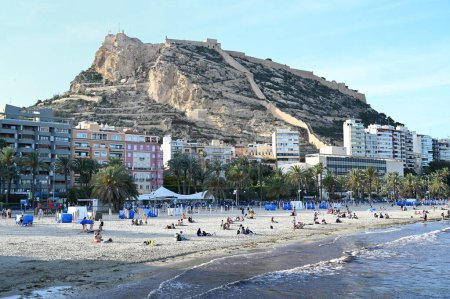 Photo for General view of Alicante's Postiguet beach in the late afternoon - Royalty Free Image