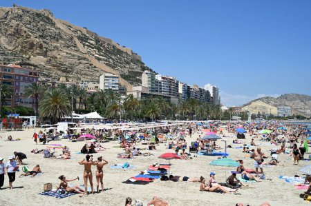 Photo for Postiguet beach Alicante with its tourists under the sun of the Costa Blanca - Royalty Free Image
