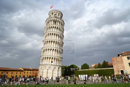 Photo for Tourists in front of the Tower of Pisa in Tuscany - Royalty Free Image