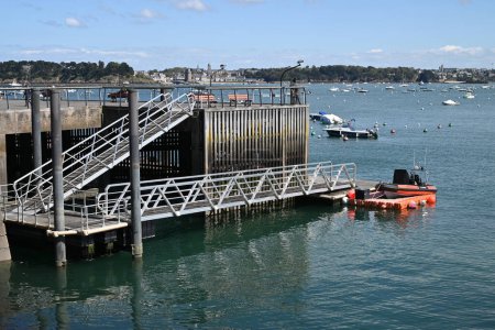 Footbridge and floating dike of the Dinard marina
