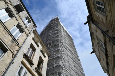 Scaffolding for restoration work on Saint-Louis Cathedral in La Rochelle