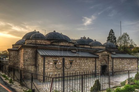 Photo for Panoramic view od Daut Pasha Hammam, old Ottoman Turkish bath structure, today used as an art gallery in Skopje, Macedonia. - Royalty Free Image