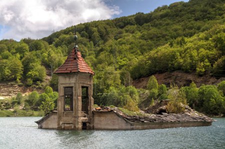 St Nicholas is an abandoned church, Macedonia which is submerged in Mavrovo Lake. Built in 1850 with icons painted by Dicho Zograf.