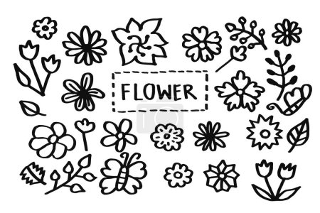 Photo for Collection of Beautiful and Cute Flowers , Doodle Art Hand drawn - Royalty Free Image