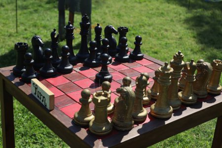 Photo for 4-15-2023: Visalia, California: Chess board at a Renaissance Faire - Royalty Free Image