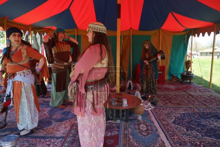 Photo for 4-15-2023: Visalia, California: Belly Dancers in period costumes at a Renaissance Faire - Royalty Free Image