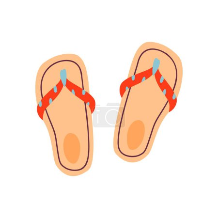 Téléchargez les illustrations : Tongs isolé vecteur illustration été chaussures de plage - en licence libre de droit