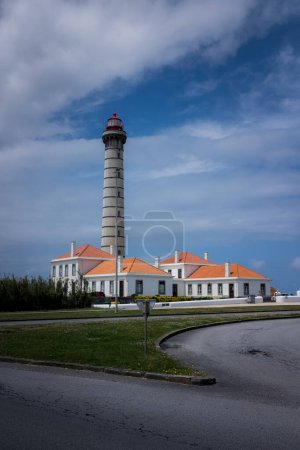 A view of the lighthouse at Leca da Palmeira in Portugal, standing tall against the coastal landscape.