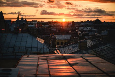 St. Petersburg rooftops with a beautiful sunset.