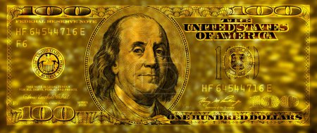 Photo for Golden textured 100 US dollar banknote with black background for design purpose - Royalty Free Image