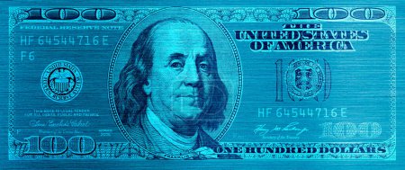 Photo for Blue US 100 dollar banknote for design purpose - Royalty Free Image