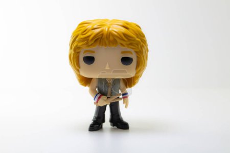 Photo for London, UK - July 23, 2023: Funko POPO vinyl figure of Roger Taylor (Queen) on white background - Royalty Free Image